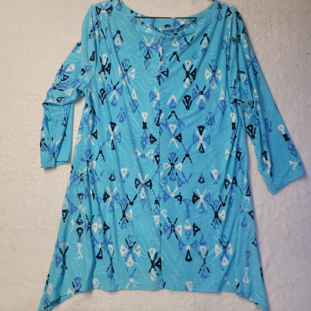 Jm Collection Aqua Multi-Pattern V-Neck Tunic - image 8
